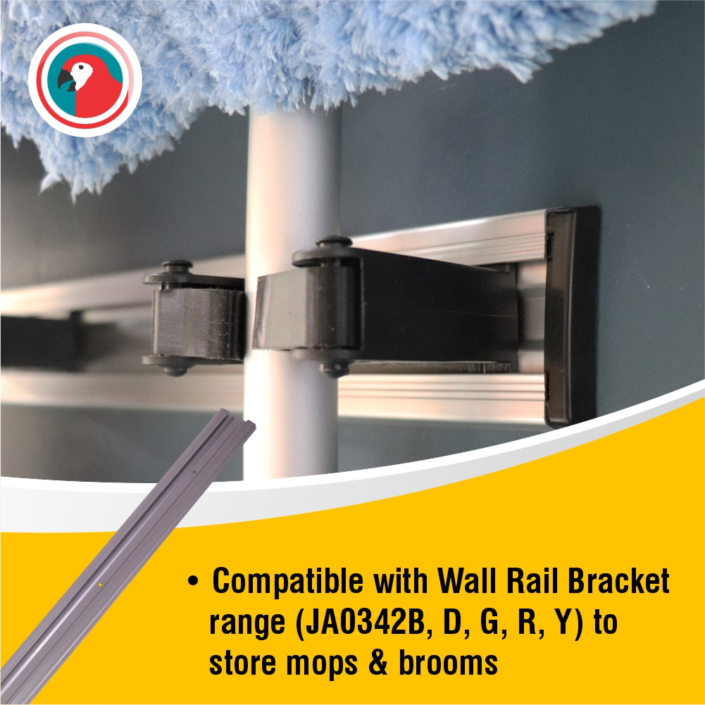 Janitorial Wall Rail Only 50cm (With Black End Clips)
