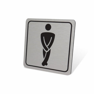Gents Toilet Symbolic Sign - Black Printed on Brushed Aluminium ACP (150 x 150mm)