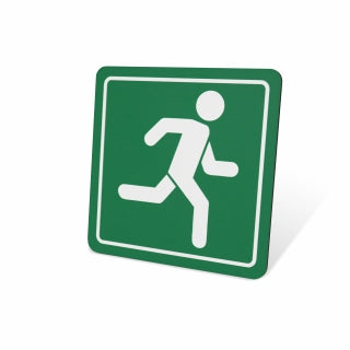 Green Man Running Symbolic Sign - Printed on White ACP (150 x 150mm)