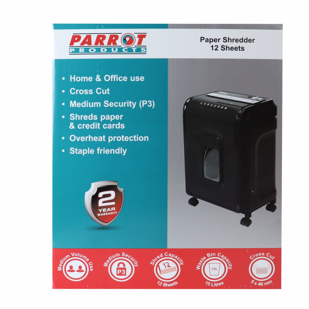 Paper Shredder (12 Sheets - 5*40mm - Cross Cut - Medium Security)