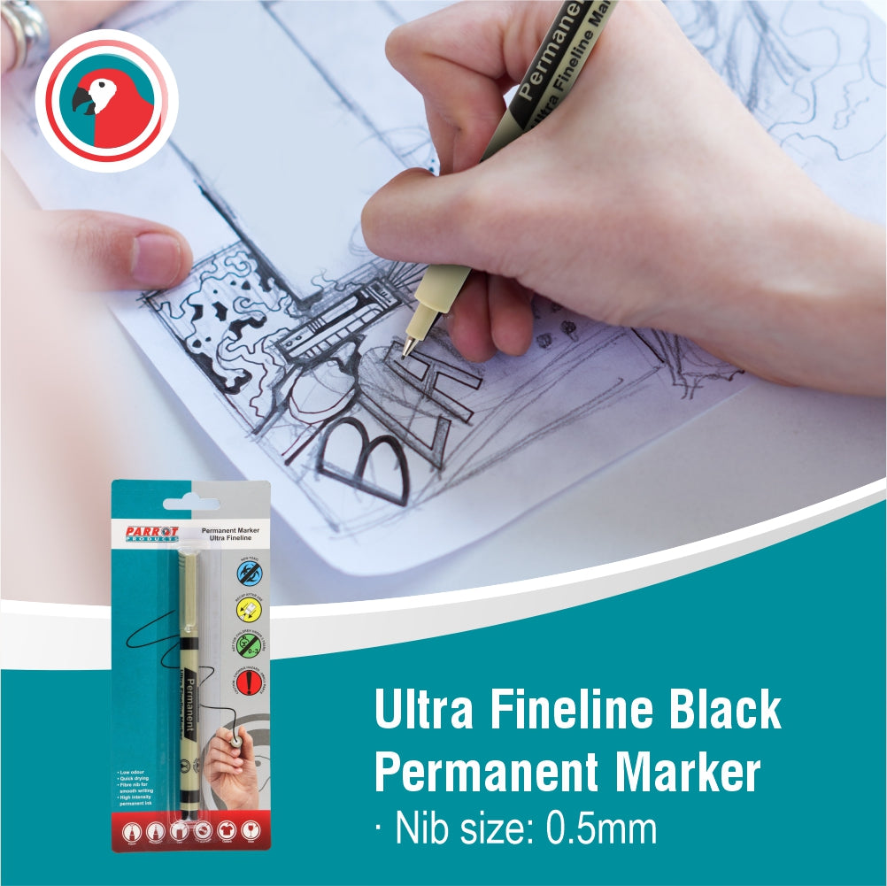 Permanent Marker Ultra Fine line (Black - Carded)