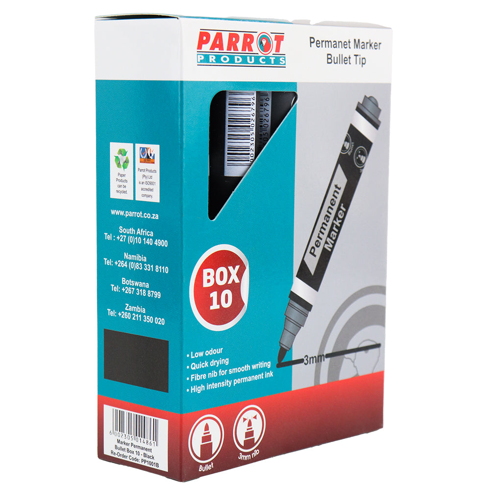 Permanent Markers (Bullet Tip - Box 10 - Black)