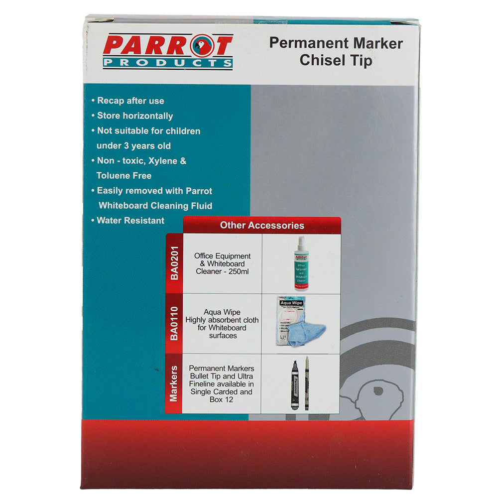 Permanent Markers Chisel Tip (Box of 10 - Black)