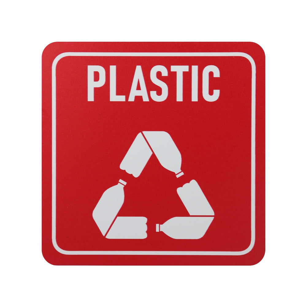 SIGN SYMBOLIC RED PRINTED PLASTIC ONLY RECYCLE SIGN ON WHITE ACP 150*150mm
