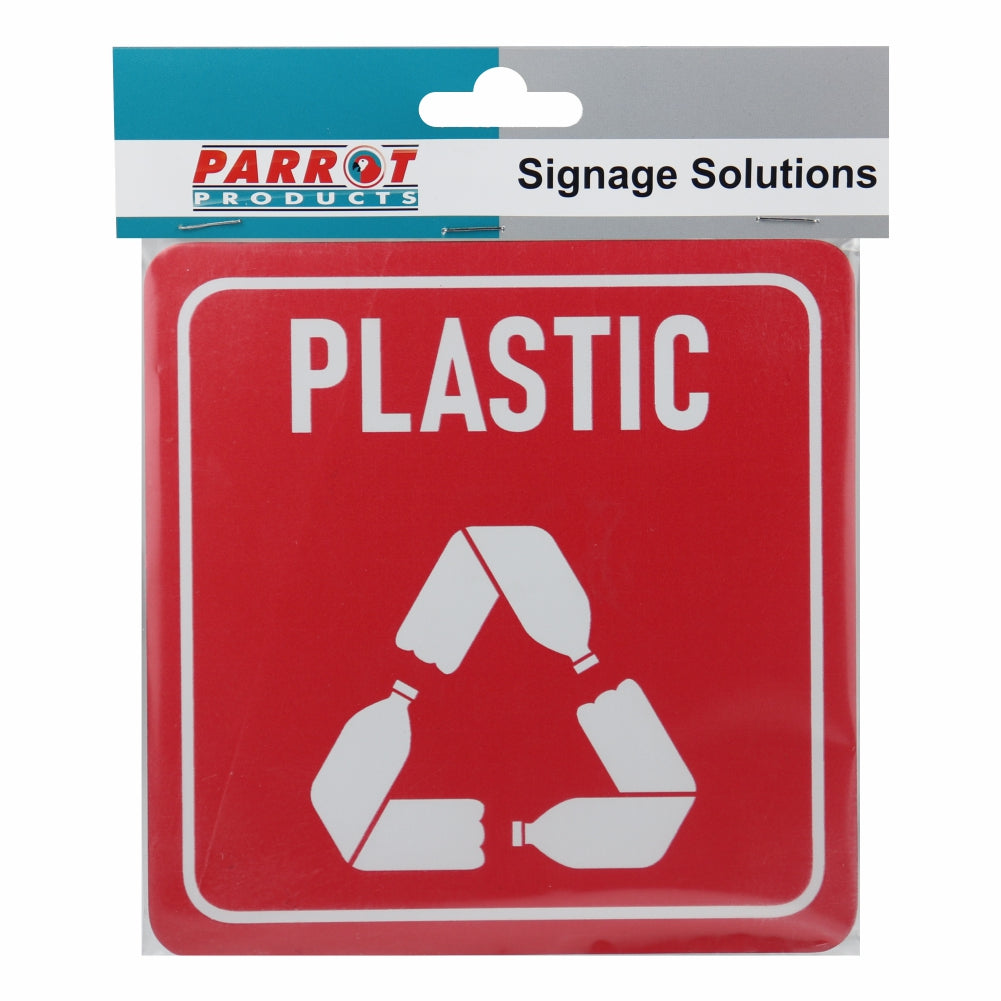 SIGN SYMBOLIC RED PRINTED PLASTIC ONLY RECYCLE SIGN ON WHITE ACP 150*150mm