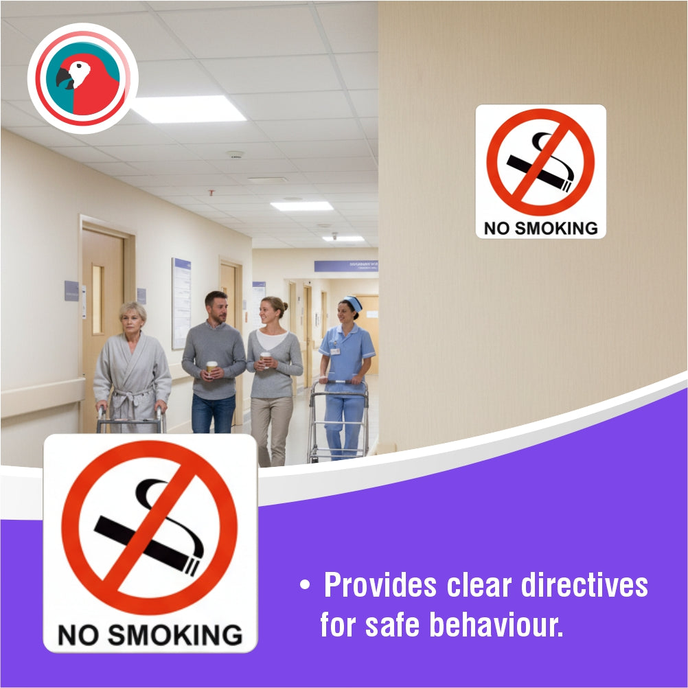 No Smoking Symbolic Sign - Printed on White ACP (150 x 150mm)