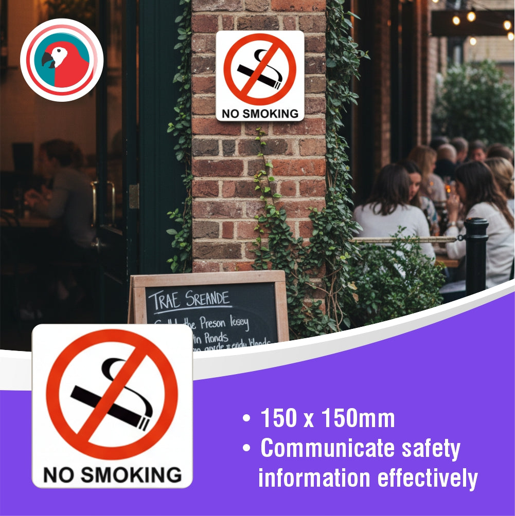 No Smoking Symbolic Sign - Printed on White ACP (150 x 150mm)