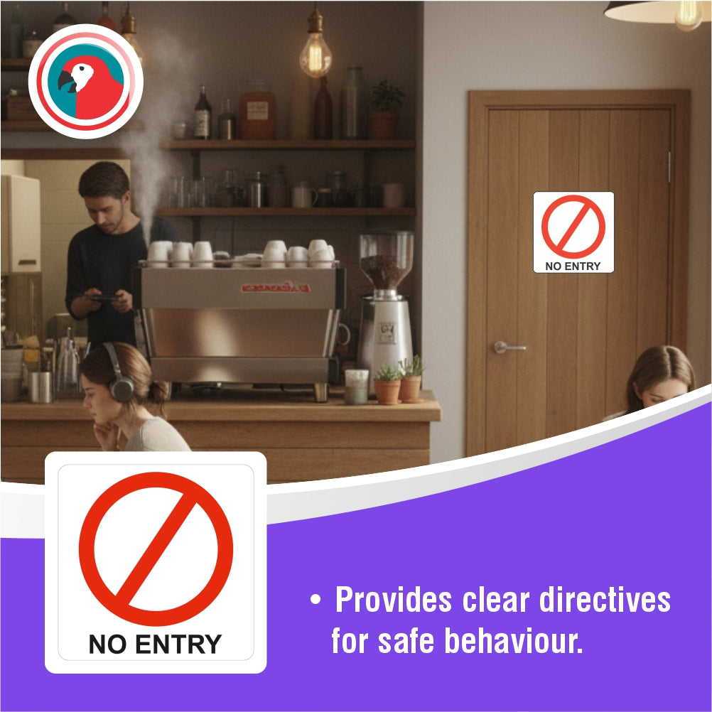 No Entry Symbolic Sign - Printed on White ACP (150 x 150mm)