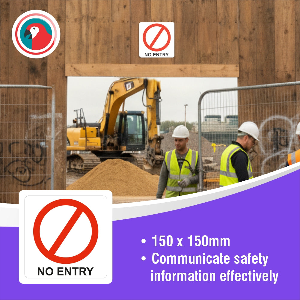 No Entry Symbolic Sign - Printed on White ACP (150 x 150mm)