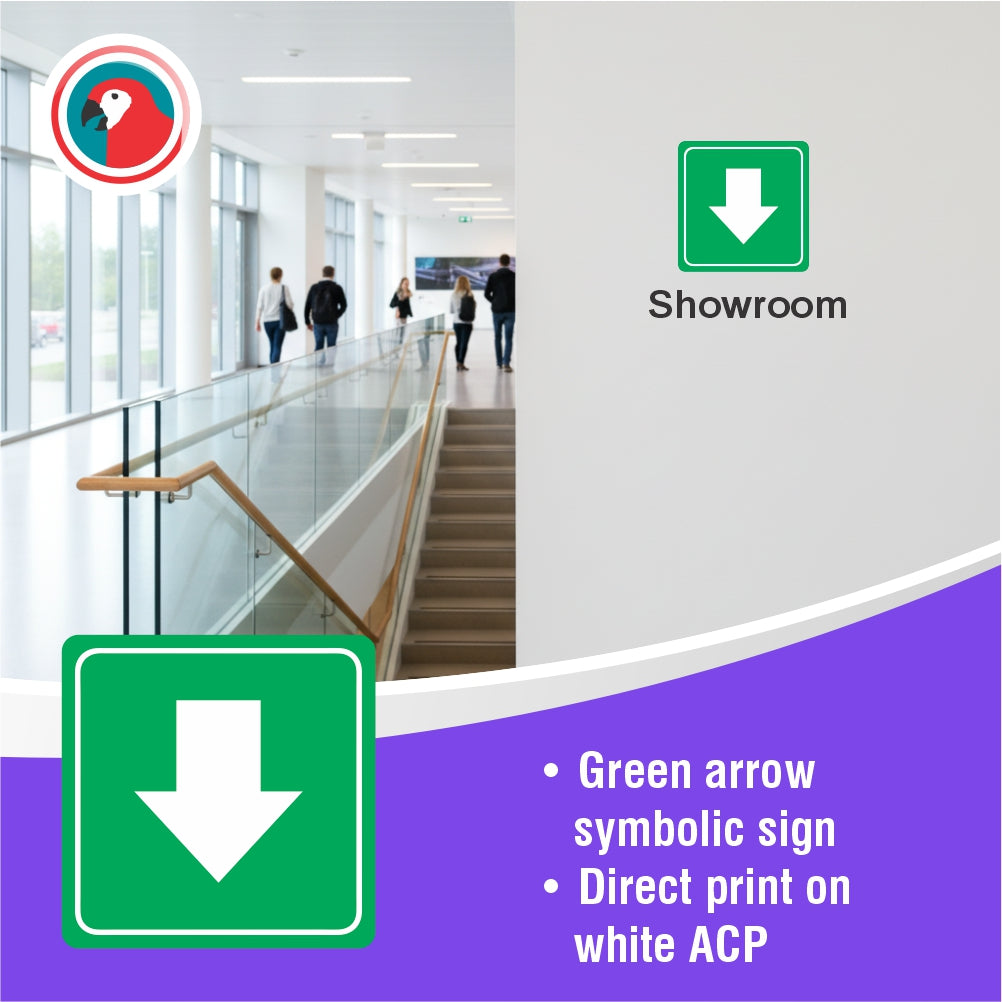 Green Arrow Symbolic Sign - Printed on White ACP (150 x 150mm)