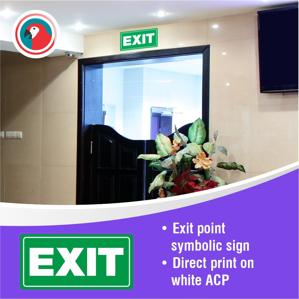 Exit Symbolic Sign - Printed on White ACP (150 x 300mm)