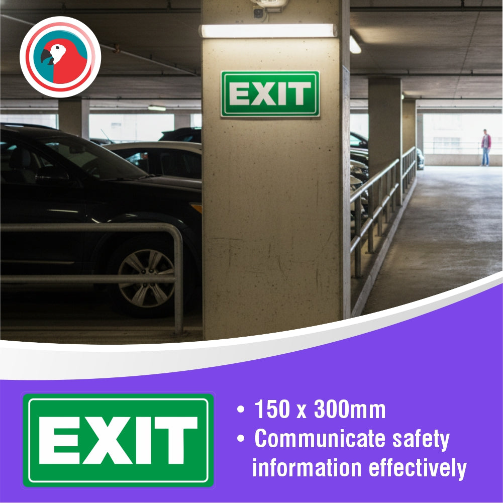 Exit Symbolic Sign - Printed on White ACP (150 x 300mm)