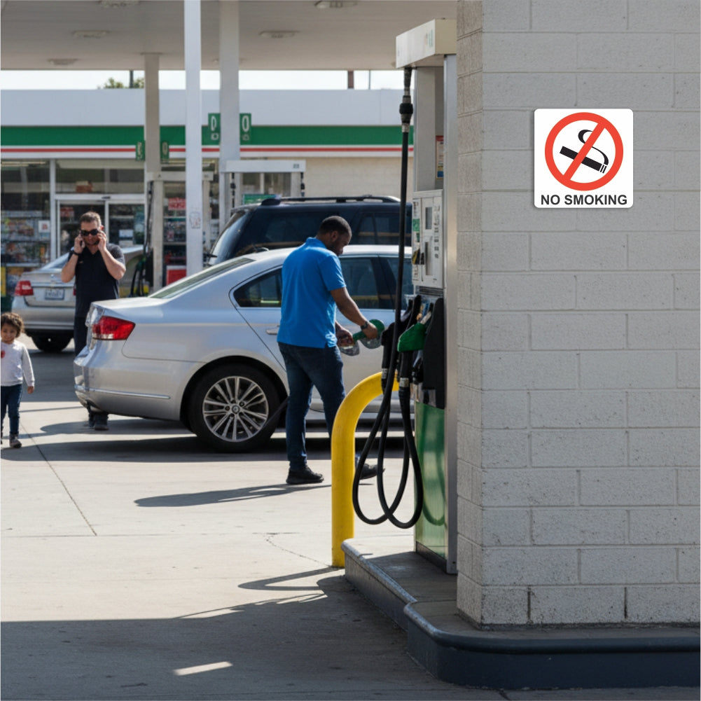 No Smoking Symbolic Sign - Printed on White ACP (150 x 150mm)