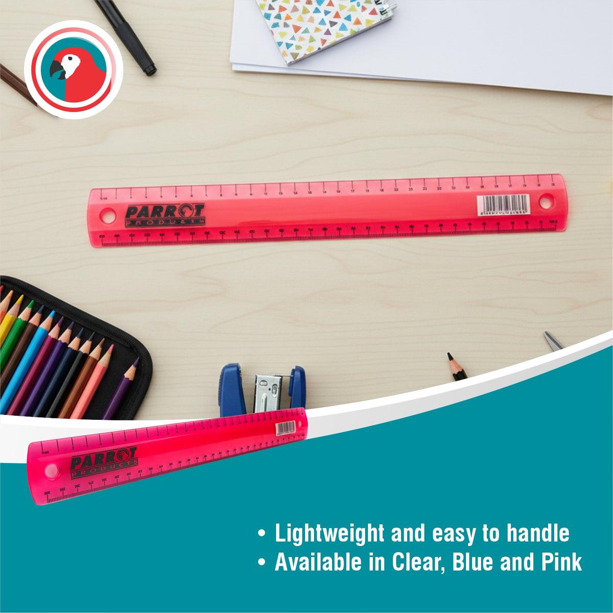 Plastic Ruler 30cm Pink Metric Measuring Ruler