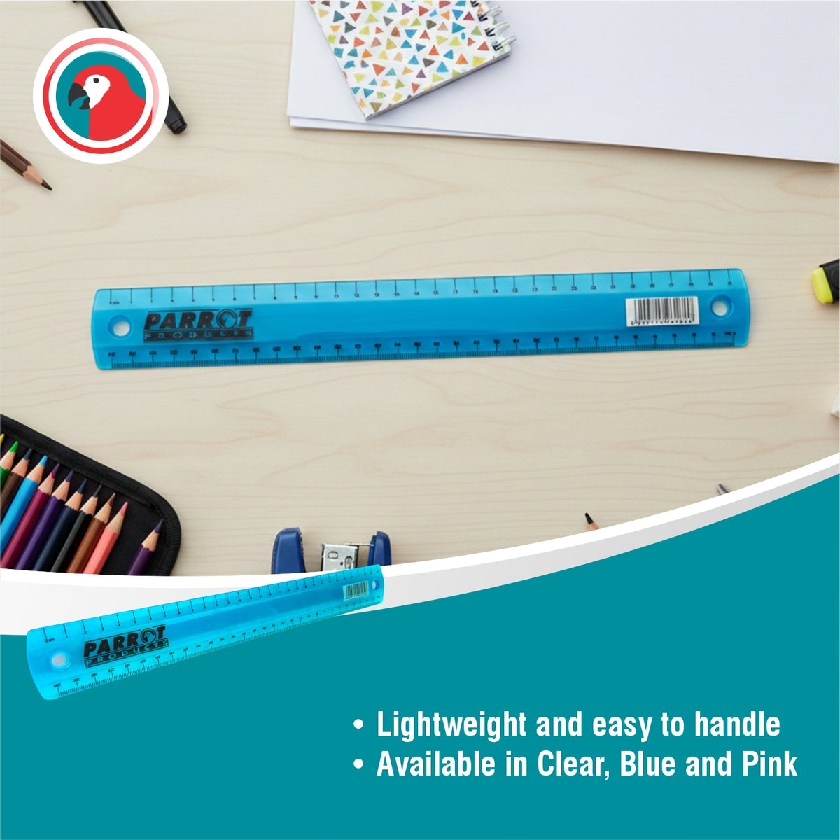 Plastic Ruler 30cm Blue Metric Measuring Ruler