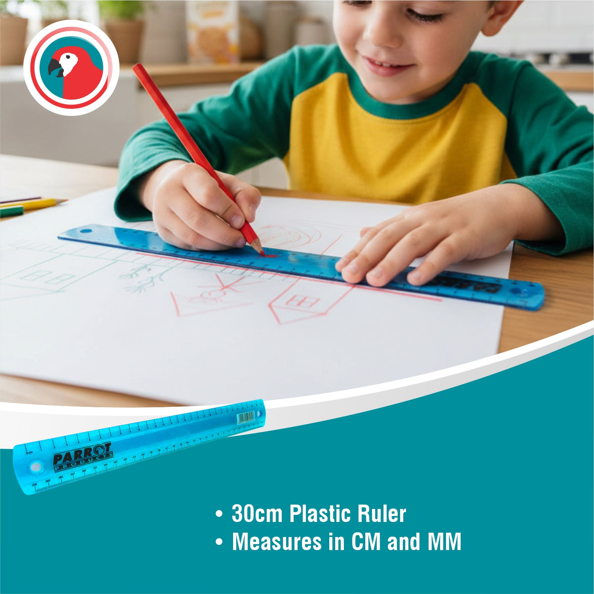 Plastic Ruler 30cm Blue Metric Measuring Ruler