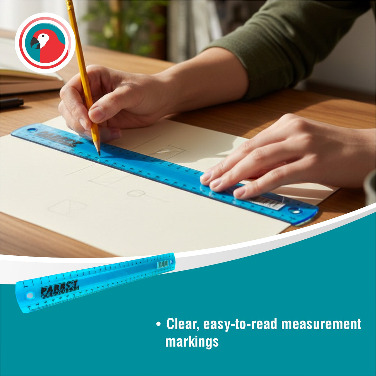 Plastic Ruler 30cm Blue Metric Measuring Ruler