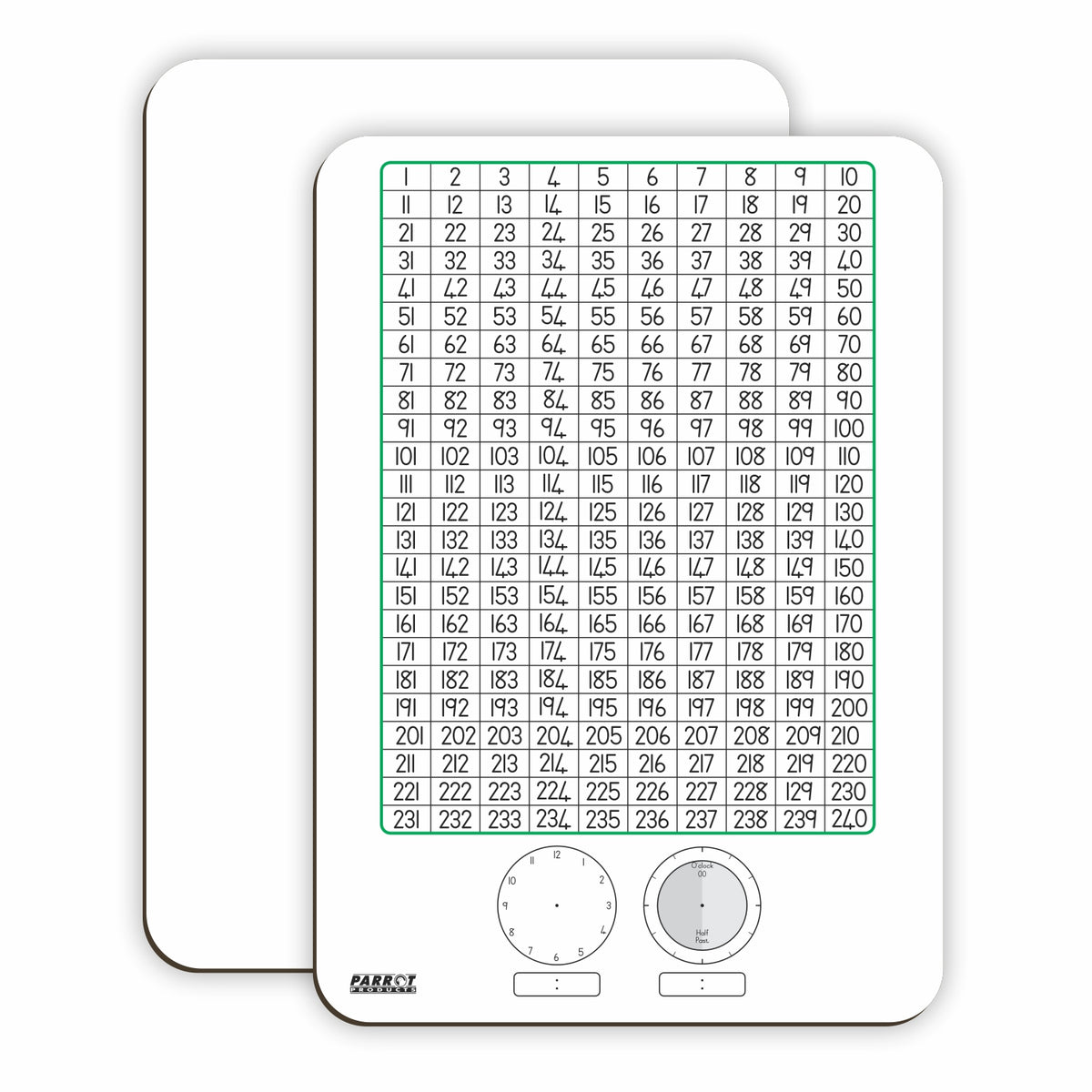 WRITING SLATE NUMBER CHART AND CLOCK MARKERBORD 297*210MM TENS