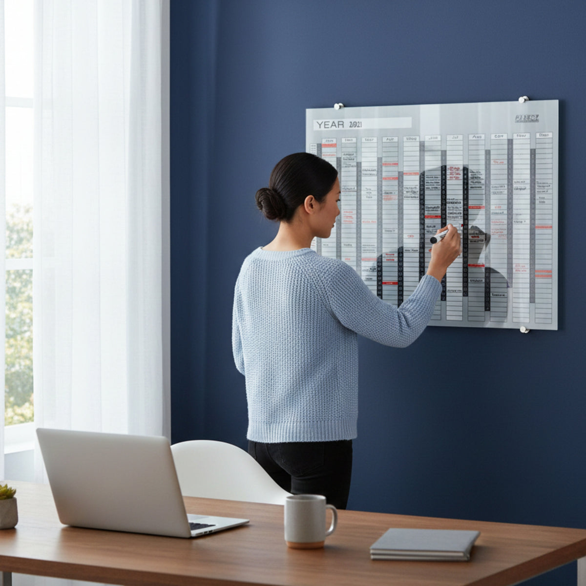 Year Planner Glass Non-Magnetic 1200*900mm
