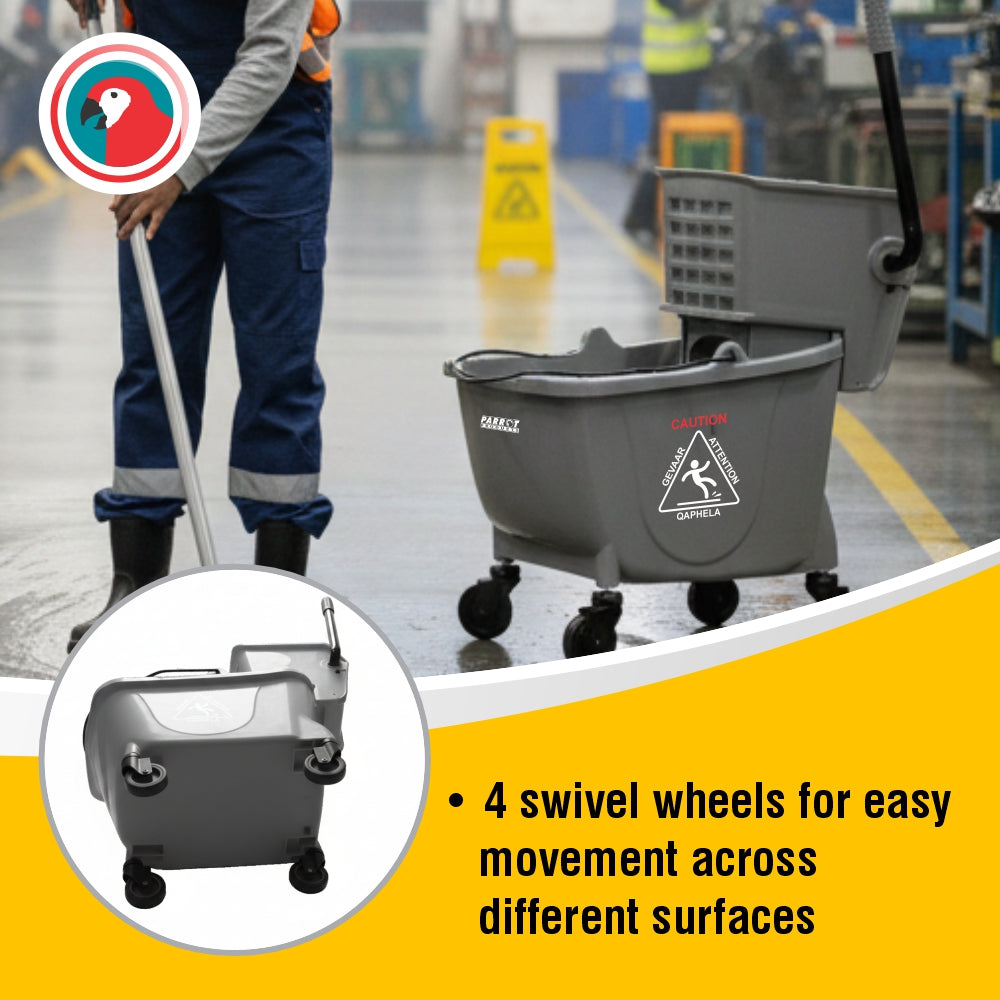 Janitorial Mop Wringer Trolley 34L Commercial Cleaning Bucket