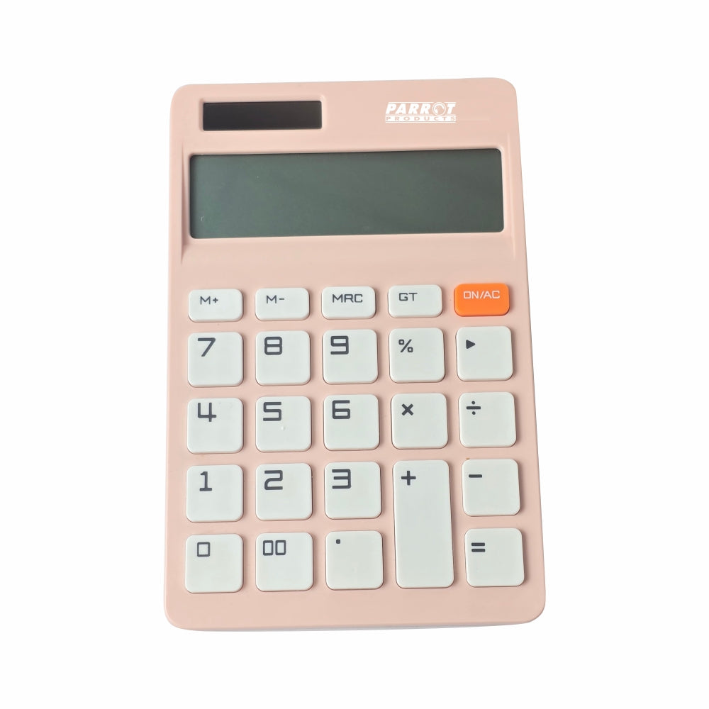 12-Digit Desktop Calculator Pink Dual Power