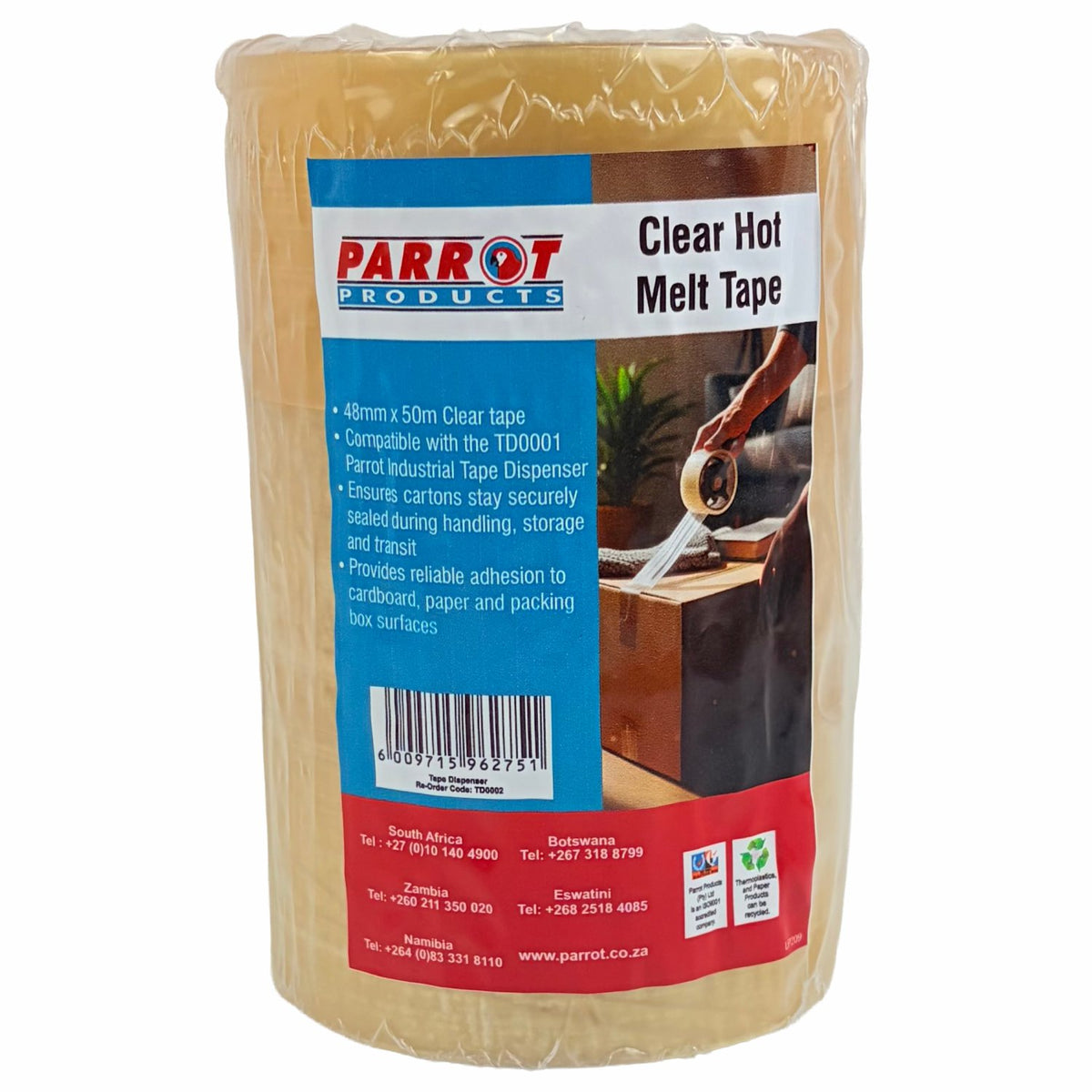 Hot Melt Packaging Tape 48mm 50m Clear (Pack of 3)