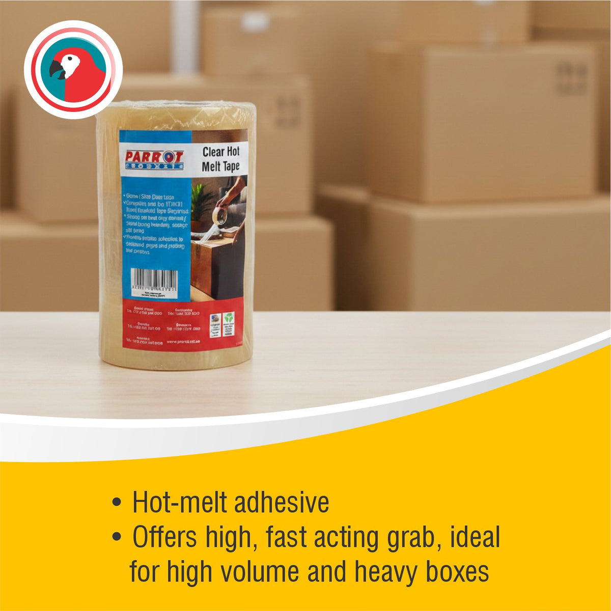 Hot Melt Packaging Tape 48mm 50m Clear (Pack of 3)