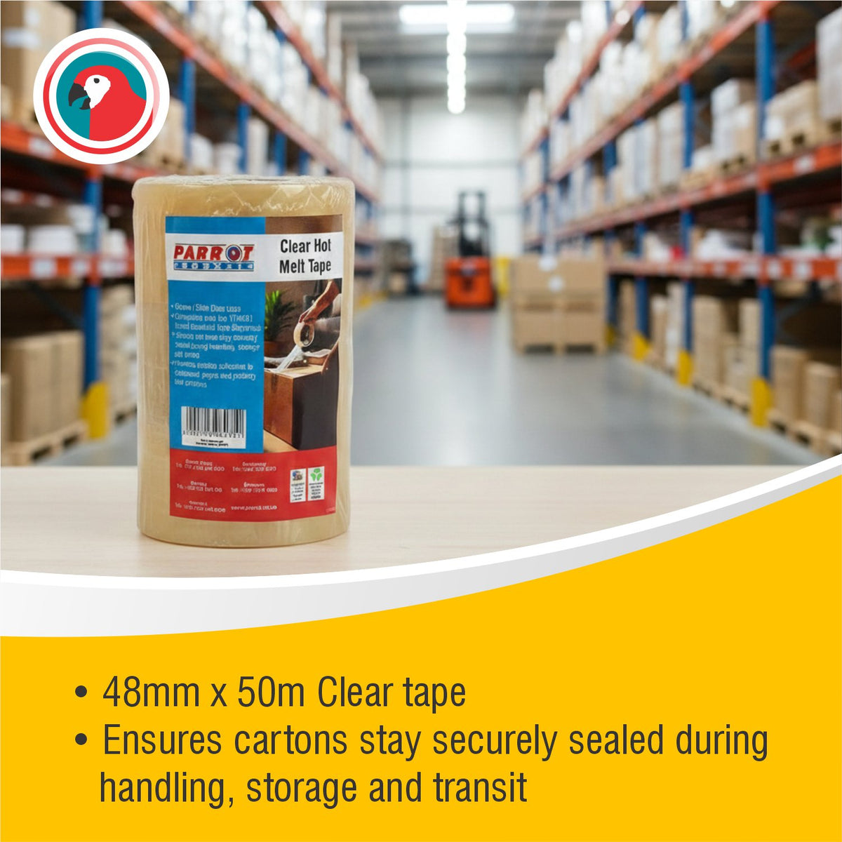 Hot Melt Packaging Tape 48mm 50m Clear (Pack of 3)