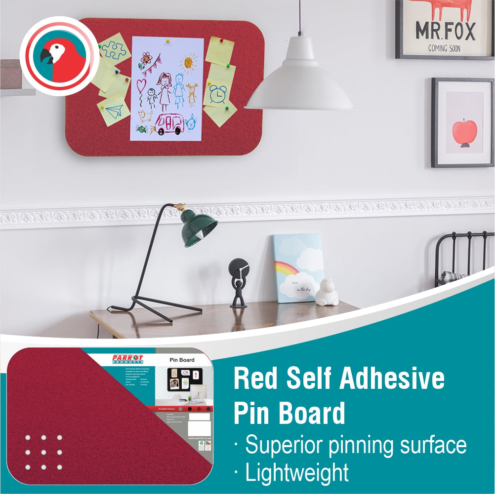 Adhesive Pin Board (No Frame - 600*450mm - Red)