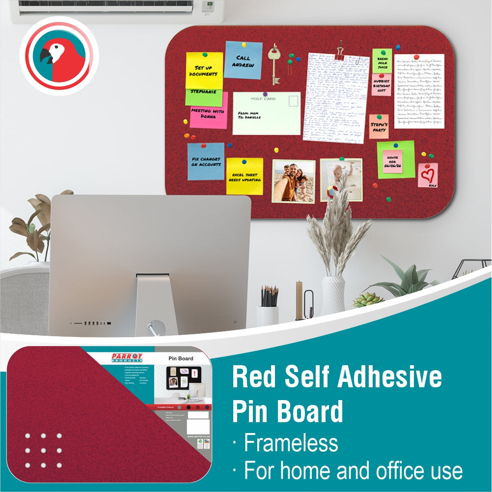 Adhesive Pin Board (No Frame - 600*450mm - Red)