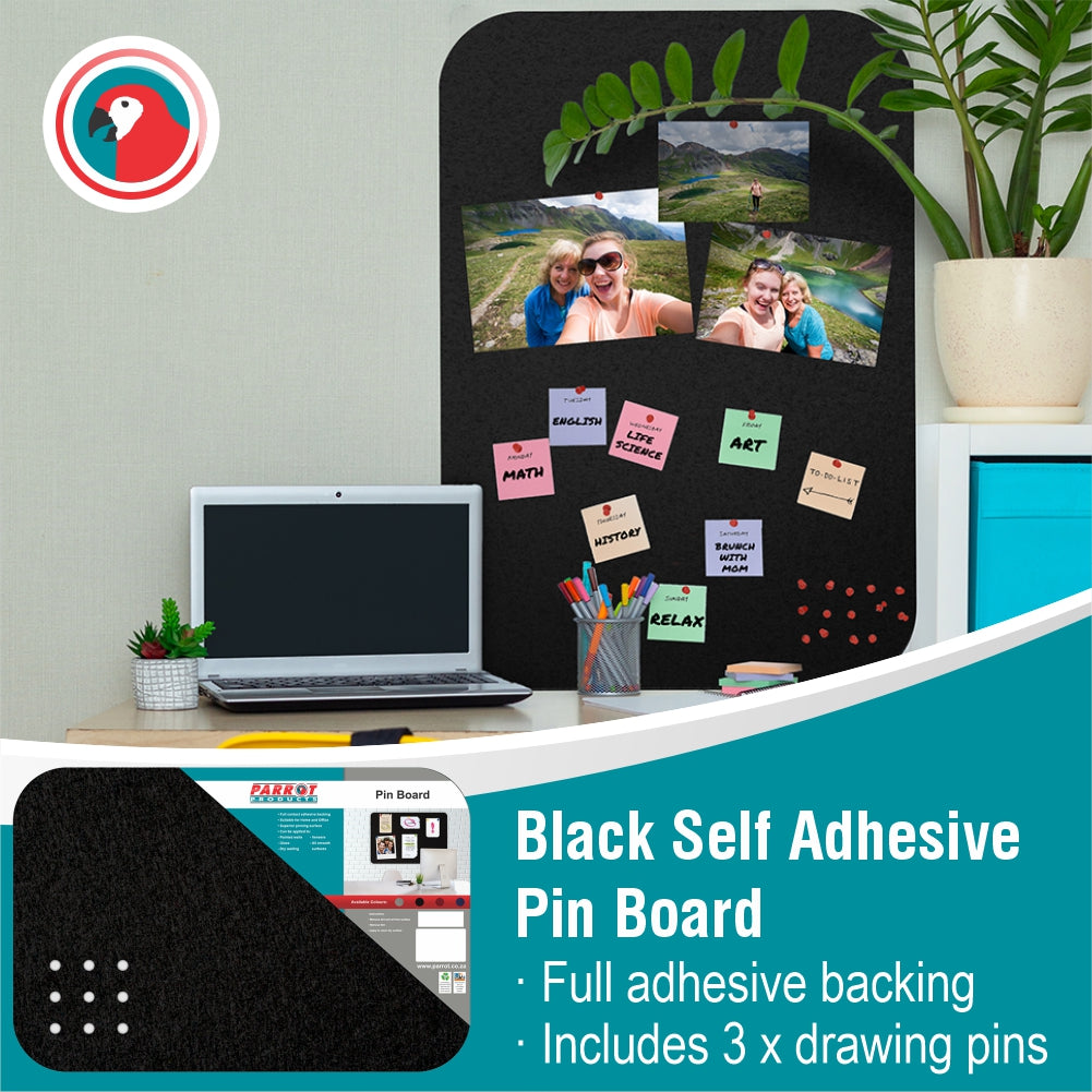 Adhesive Pin Board (No Frame - 900*600mm - Black)
