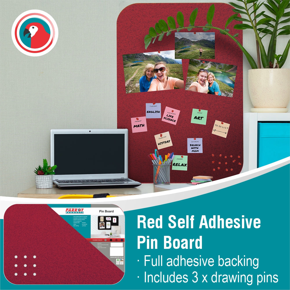 Adhesive Pin Board (No Frame - 900*600mm - Red)