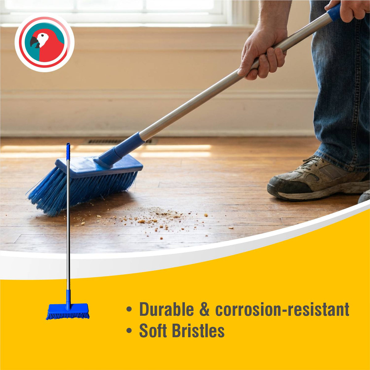 HACCP Hard Bristle Broom Blue Commercial Cleaning Broom