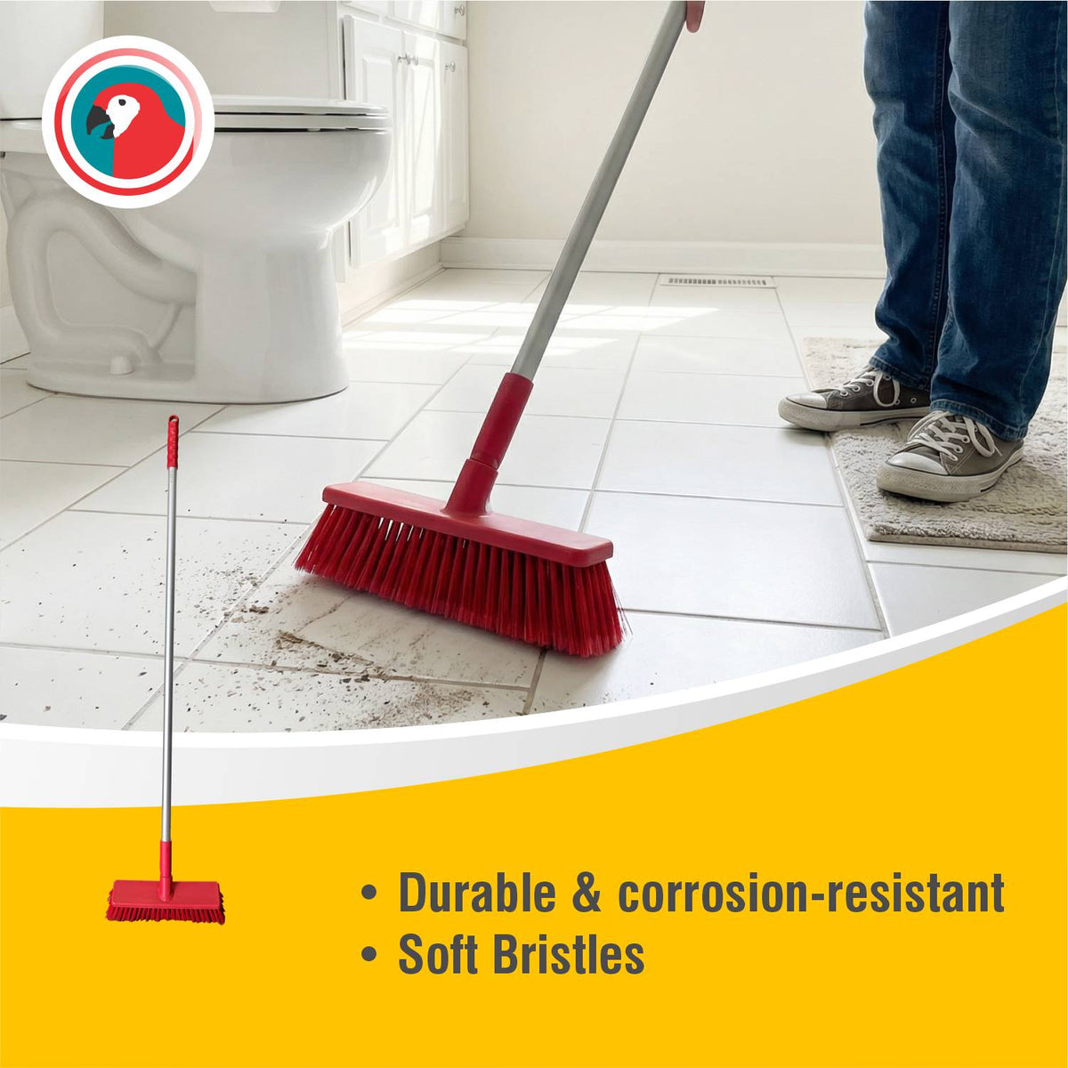 HACCP Soft Bristle Broom Red Commercial Cleaning Broom