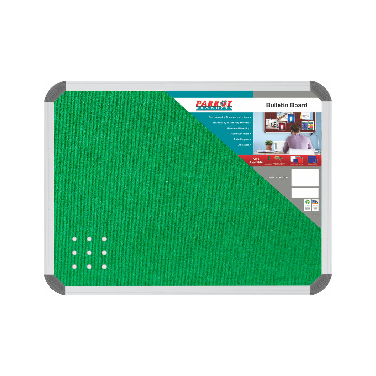 Bulletin Board Ribbed Aluminium Frame (600x450mm - Palm)