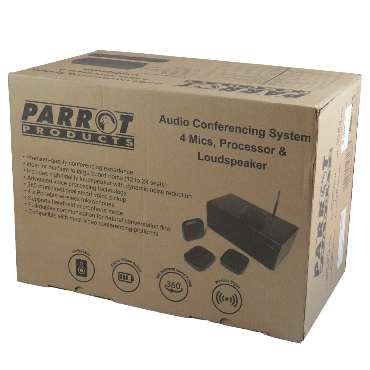 Wireless Audio Conferencing System with 4 Microphones, Processor & Loudspeaker