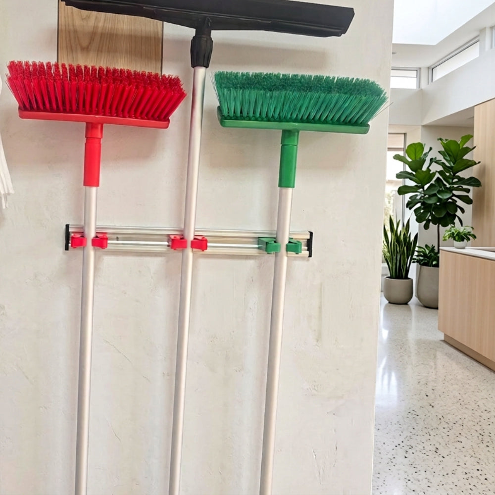 Janitorial Wall Rail 90cm (With Black End Clips)