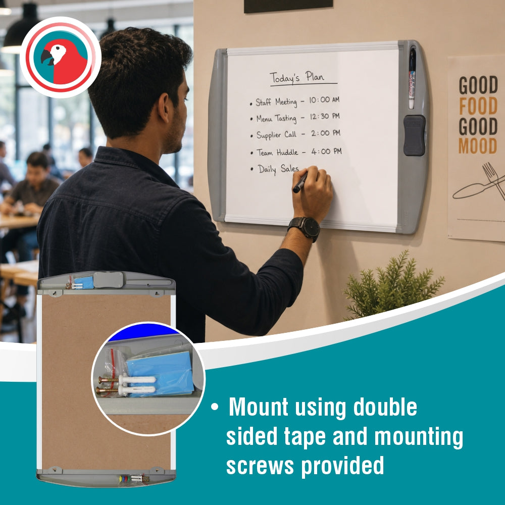 Parrot Products Slimline Non-Magnetic Whiteboard (600*450mm - Retail)