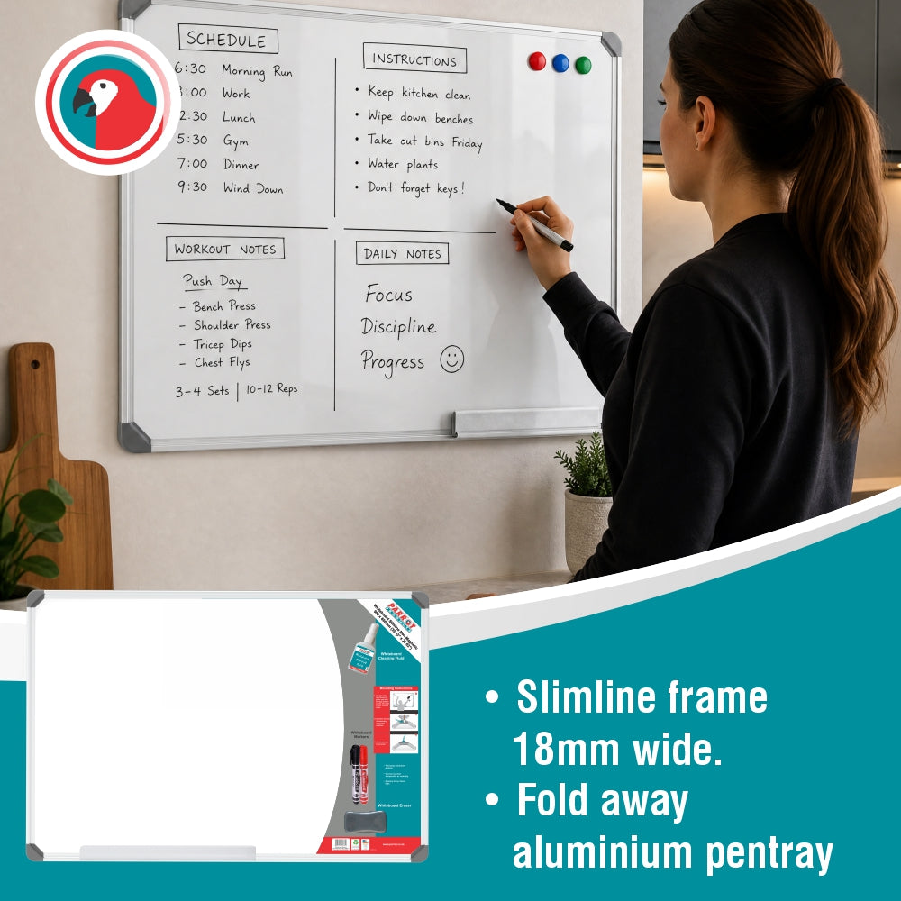 Parrot Products Slimline Non-Magnetic Whiteboard (900*600mm - Retail)