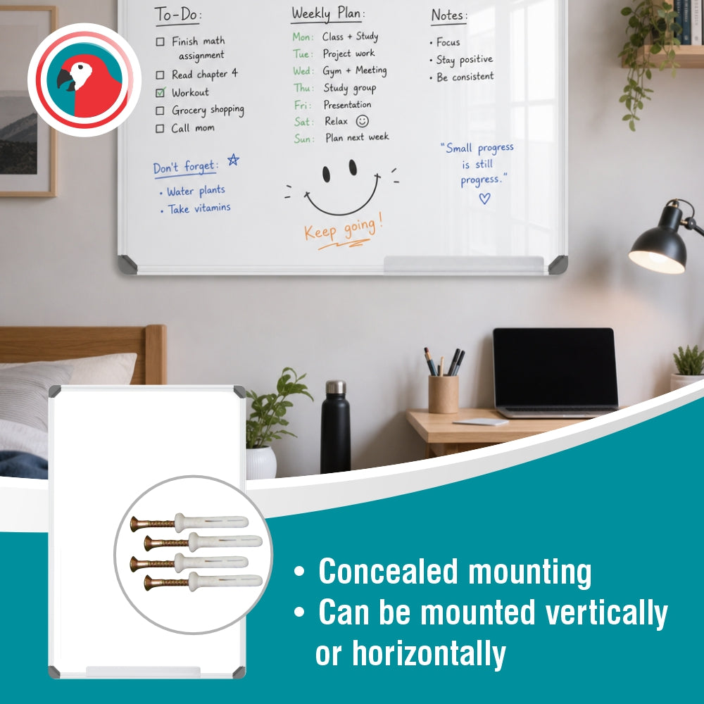 Parrot Products Slimline Non-Magnetic Whiteboard (900*600mm - Retail)