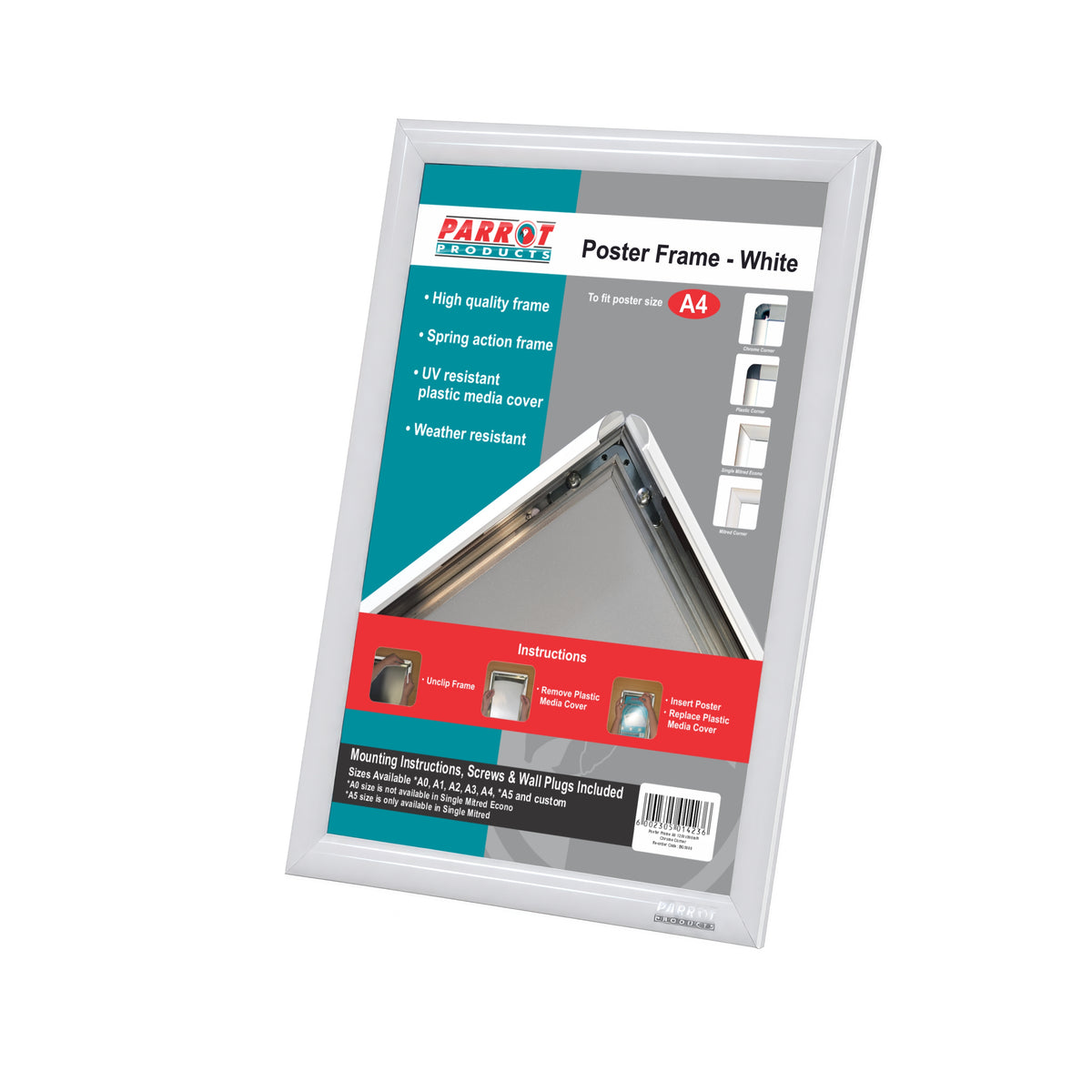 Poster Frame A4 330*240mm Single Mitred Econo White