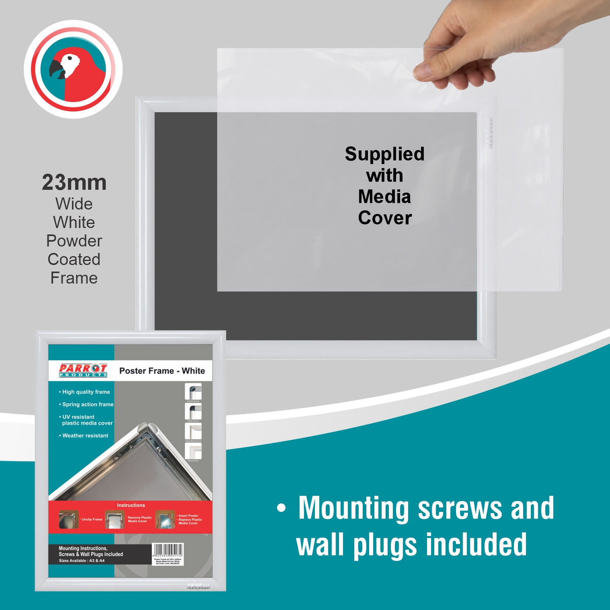 Poster Frame A4 330*240mm Single Mitred Econo White