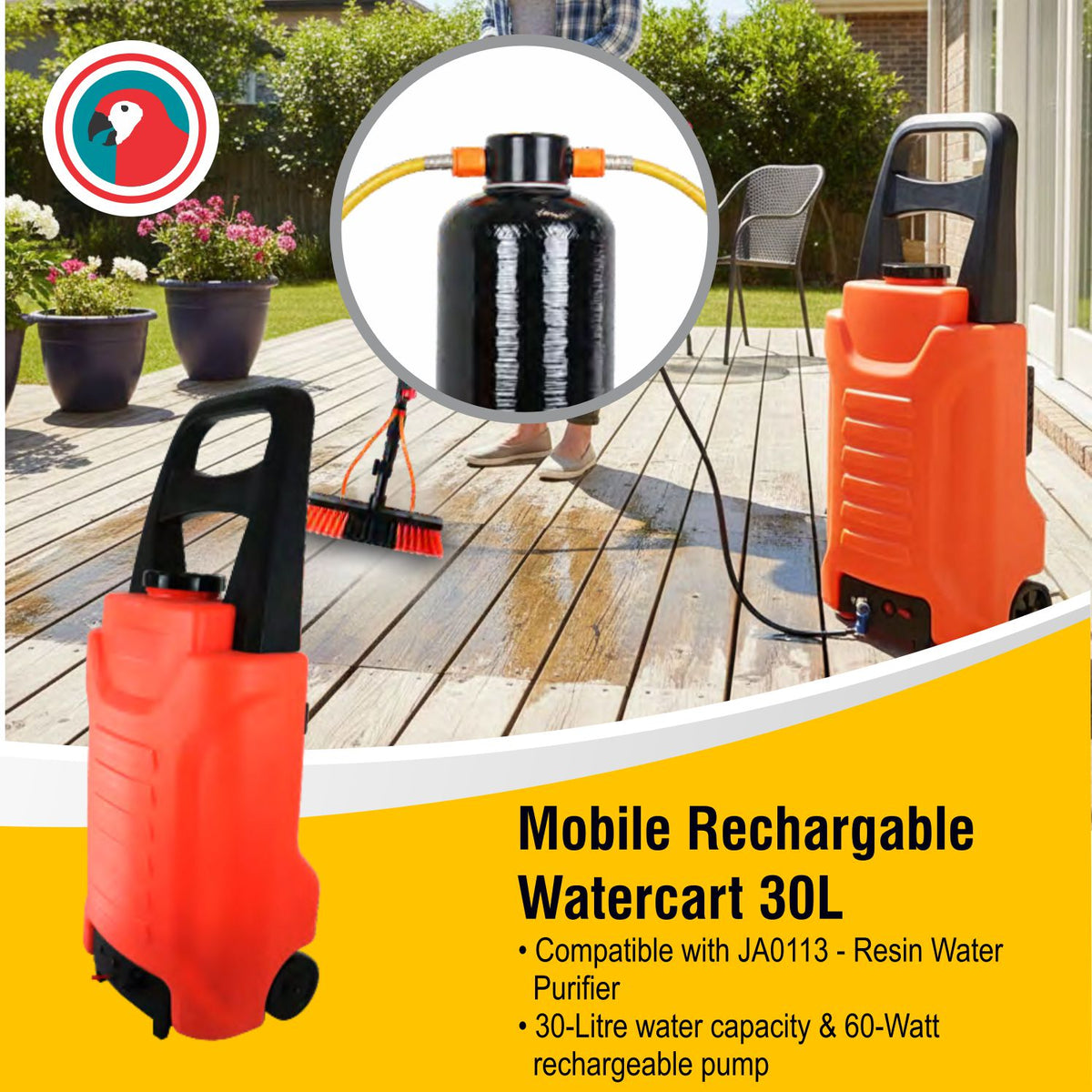 Mobile Rechargeable Watercart 30L Portable Cleaning Water Supply System