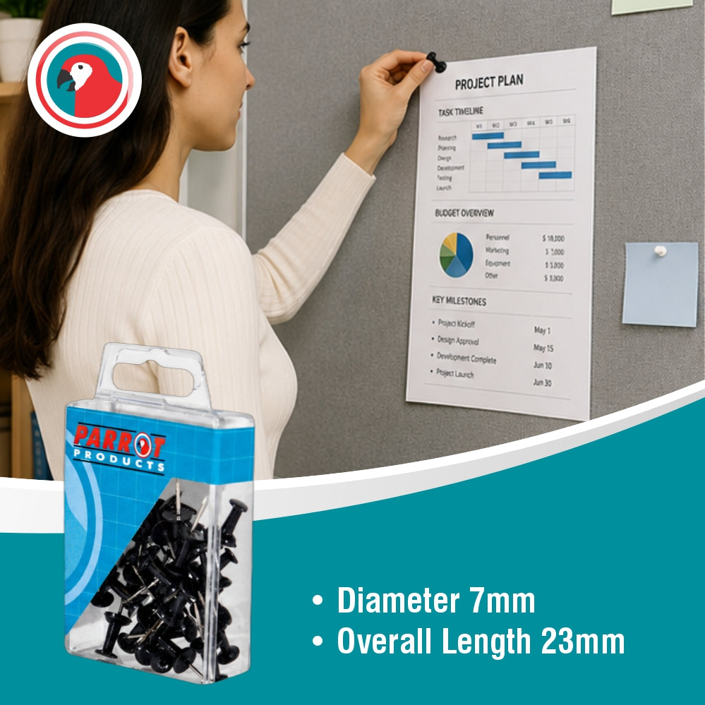 Push Pins (Boxed 30 - Black)