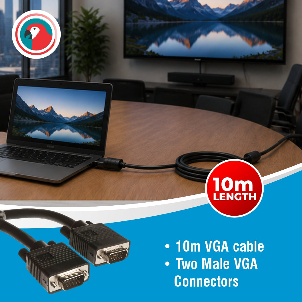 VGA Cable (Two Male VGA Connectors - 10 Meters)