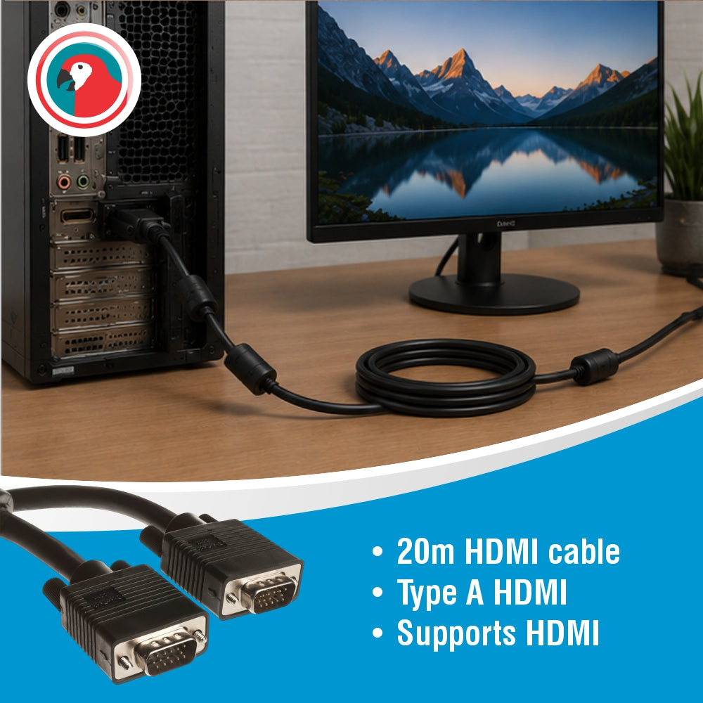 VGA Cable (Two Male VGA Connectors - 10 Meters)