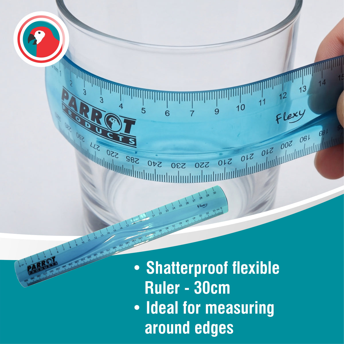 Parrot Flexible Ruler 30cm Blue