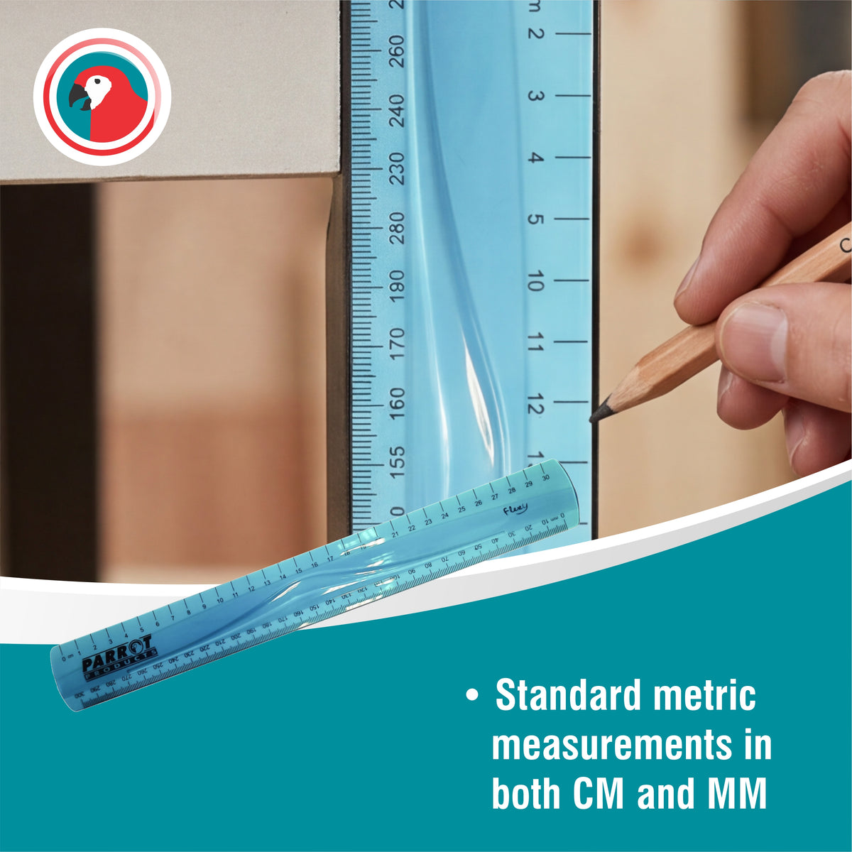 Parrot Flexible Ruler 30cm Blue