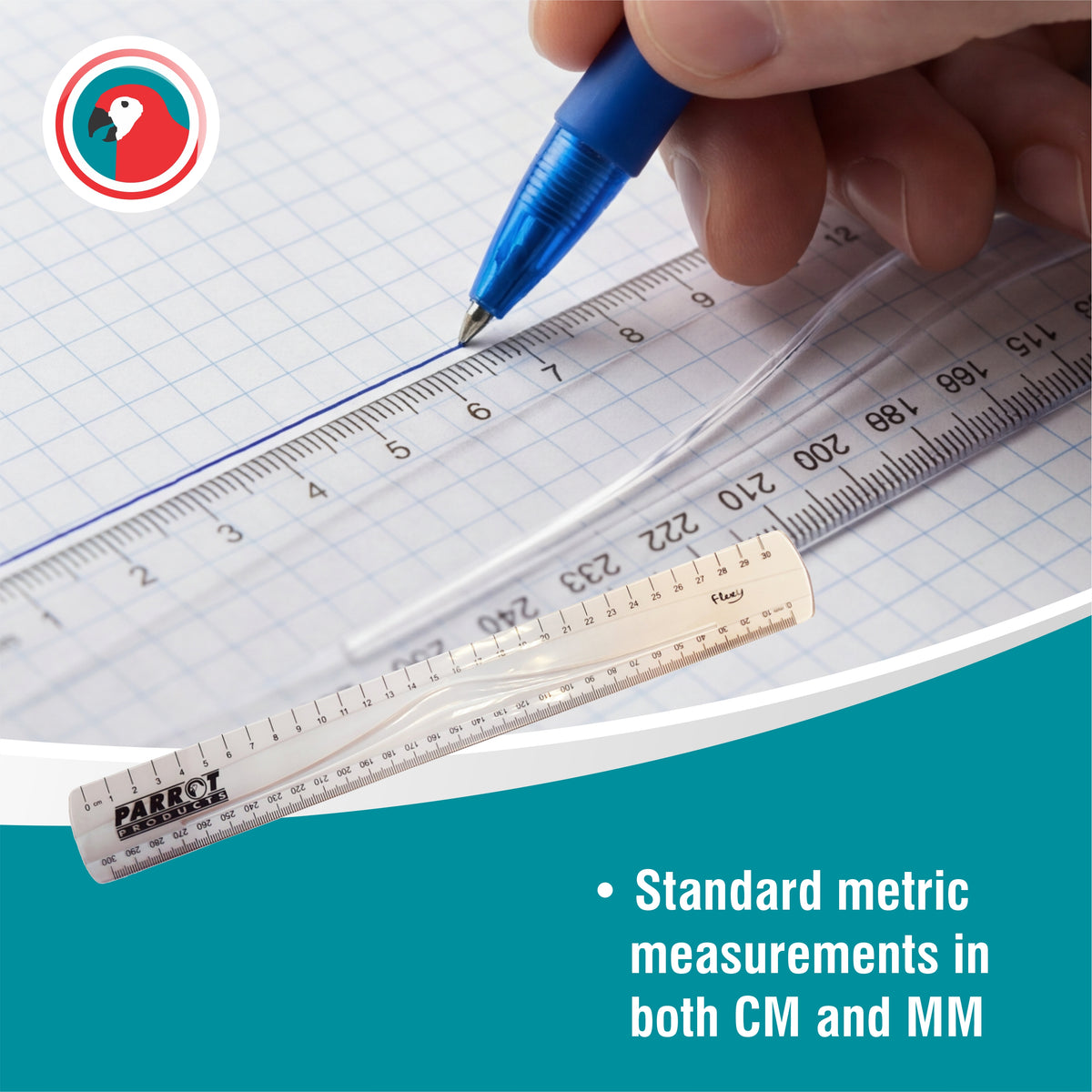 Parrot Flexible Ruler 30cm Clear
