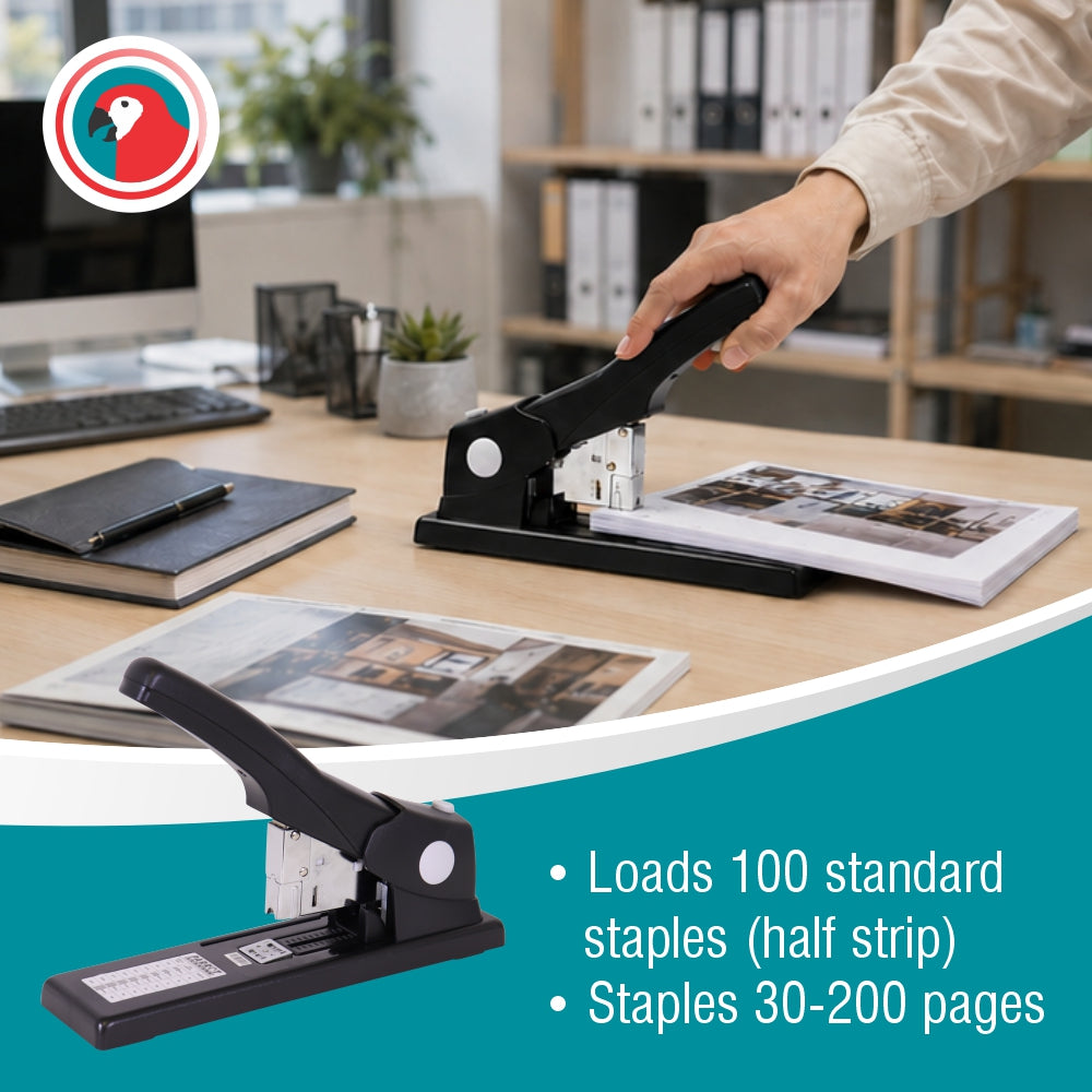 Heavy Duty Stapler 100*(23/6 23/23) Black 200 Pages